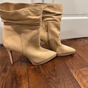 Jessica Simpson Tan Faux Suede Heeled Boots (3”)